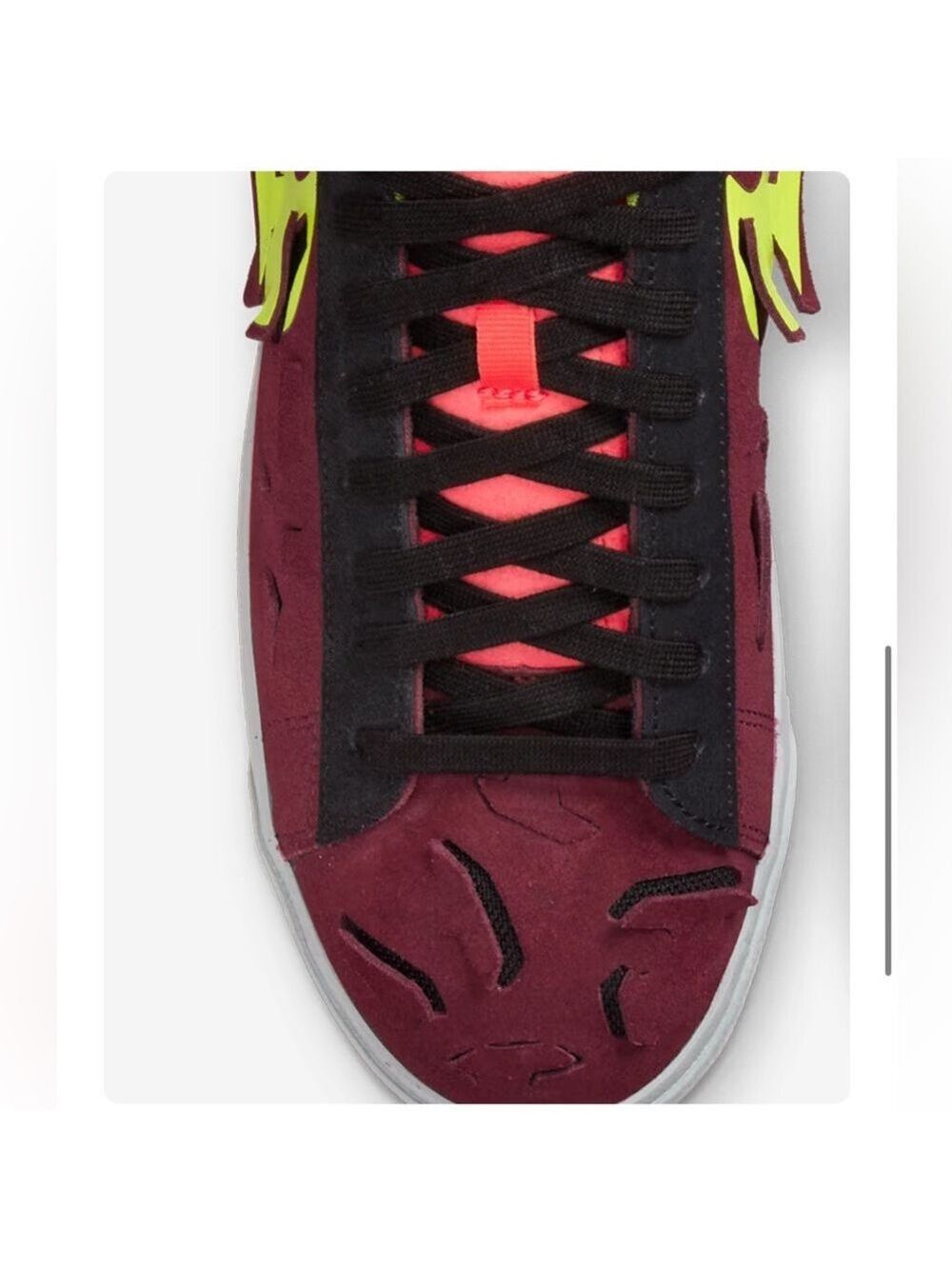 Nike Men's Burgundy and Neon Sneakers - Picture 4 of 12